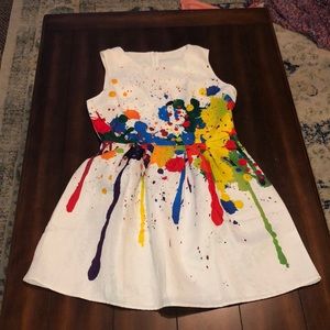 Cute flirty rainbow splash cocktail dress!